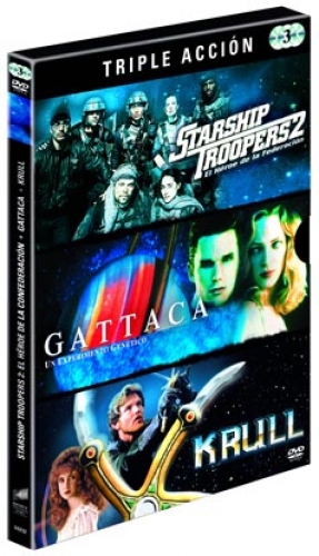 TRIPLE ACCION DVD STARSHIP TROOPERS 2 - GATTACA - KRULL